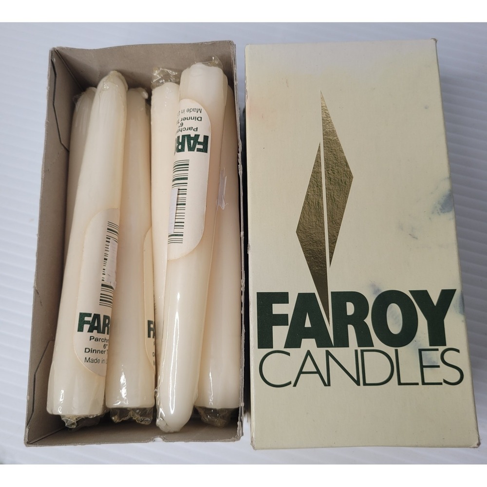 Faroy 6" Dinner Taper Candles‎ USA Made Parchment Color Set of 10 New Old Stock